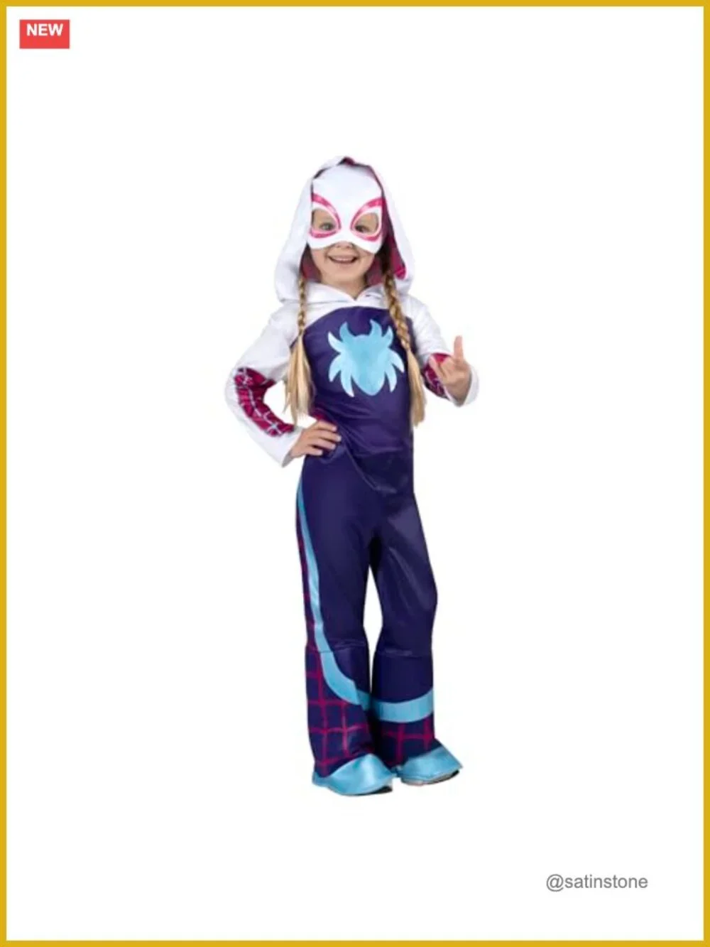 Marvel Toddler Ghost-Spider Costume, Padded Jumpsuit & Mask, Halloween 3T-4T
